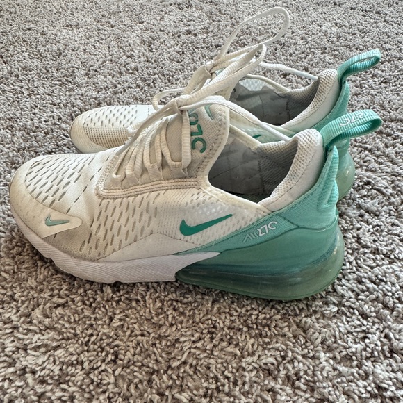 Nike Air Max 270 White and Green Sneakers - Picture 1 of 5